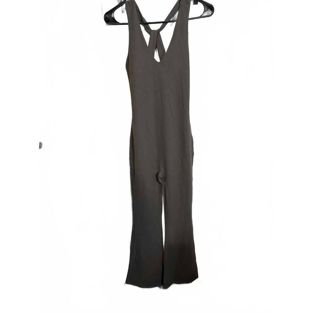 Gray Sleeveless Jumpsuit with Cross Back Detail 431